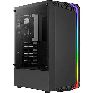 Gabinete Gamer Aerocool Bionic Preto RGB Lateral Vidro Com 1 fan