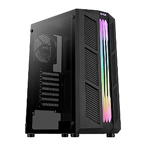 Gabinete Gamer Aerocool Prime, Mid Tower, Vidro Temperado, RGB, Black, ATX, Sem Fonte, Com 1 Fan, Prime-G-BK-V1