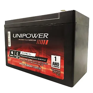 Bateria Estacionária Unipower VRLA 12V 7Ah UP1270E Para Nobreak