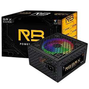 Fonte 550W BRX 80 Plus Bronze Rainbow RGB Bivolt Automática PFC Ativo