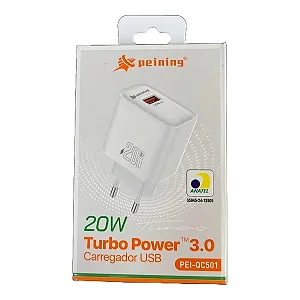 Carregador Celular USB A Turbo 3.0A Peining PEI-QC501