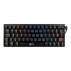 Teclado Mecânico Gamer Kalkan Loki 60% Iluminação Rainbow Preto Switch Marrom USB