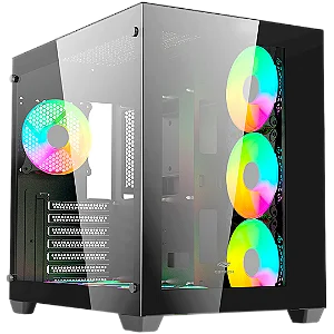 Gabinete Gamer C3Tech Aquarius, Mid Tower, Vidro Temperado, ATX, Black, Sem Fonte, Sem Fan, MT-G910BK