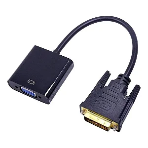 Adaptador Conversor Ativo DVI-D 24+1 Macho para VGA 15 Pinos Fêmea