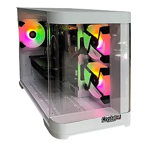 PC Gamer Crystal Aquário AMD Ryzen 5500 Placa de Vídeo RX550 Memória 16GB SSD 512GG