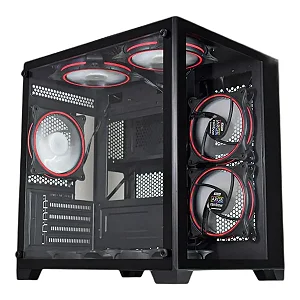 PC Gamer Crystal Aquário AMD Ryzen 5500 Placa de Vídeo RX550 Memória 16GB SSD 512GG