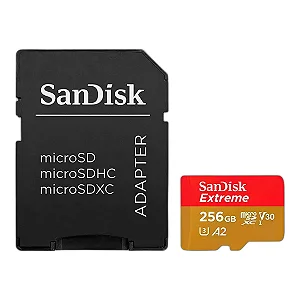 Cartao de Memoria Sandisk Extreme 256GB Micro SDXC UHS-I Com Adaptador, SDSQXAV-256G-GN6MA