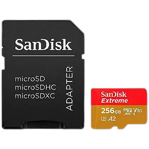 Cartao de Memoria Sandisk Extreme 256GB Micro SDXC UHS-I Com Adaptador, SDSQXAV-256G-GN6MA