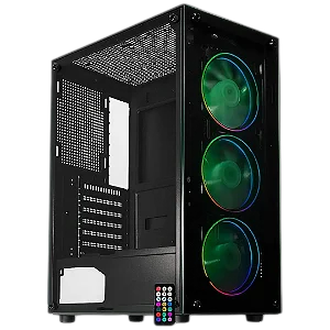 Gabinete Gamer K-mex CG-60C5 Vidro Temperado - 3 Coolers ARGB + Controladora Inclusos