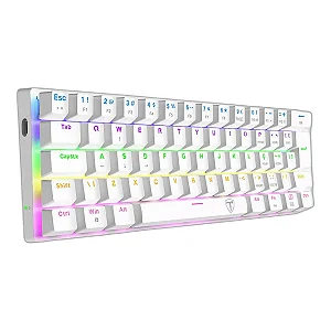 Teclado Mecânico Gamer T-Dagger Arena, Rainbow, Switch Brown, 60%, ABNT2, Branco, T-TGK321W-BR ABNT-2
