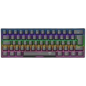 Teclado Mecânico Gamer T-Dagger Arena Iluminação Rainbow Preto 60% Switch Marrom T-TGK321-BR