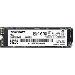 SSD Patriot P320 512GB M.2 2280 Nvme Pcie GEN 3 X4 Leitura 3000MB/S Gravacao 2200MB/S - P320P512GM28