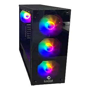 Pc Gamer Crystal AMD Ryzen 5500 Placa de Vídeo RX570 Memória 16GB SSD 512GB