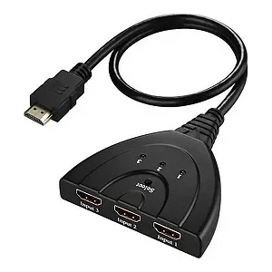 Switch HDMI FY-681 3 Entradas 1 Saída 4K Manual com Cabo