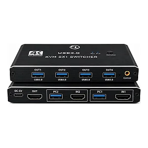 KVM HDMI 2x1 4K 60Hz USB 3.0 Switch 2 PCs 1 Monitor