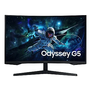 Monitor Samsung 32 Gamer Curvo Odyssey G5 QHD VA 1000R 165Hz 1ms HDR10 FreeSync HDMI D-Port Headphone, LS32CG552ELMZD