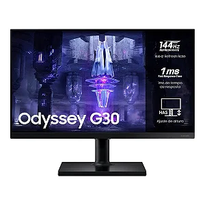Monitor Samsung 24 Gamer Odyssey G30 FHD VA 1ms 144Hz FreeSync Pivot AJ Altura HDMI Display Port LS24BG300ELMZD