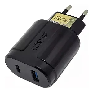 Carregador Turbo 5.1A USB + USB Tipo-C LE-285 Lelong