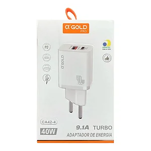 Carregador Turbo 1 USB + 1 Tipo C 9.1A 40W CA42-4 Agold
