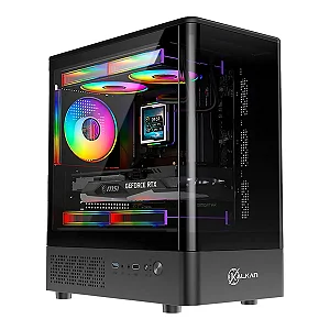 Gabinete Gamer Kalkan Avalon Pro Curve Preto Micro ATX Painel Frontal Curvo Sem Fans USB 3.0 Janela Lateral em Vidro Temperado KLK00076