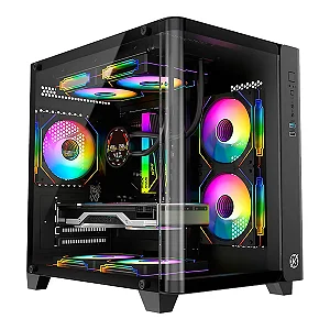 Gabinete Gamer Kalkan Midgard Curve Preto Aquário Micro-ATX Painel Frontal em Vidro Curvo Sem Fans USB 3.0 KLK00072