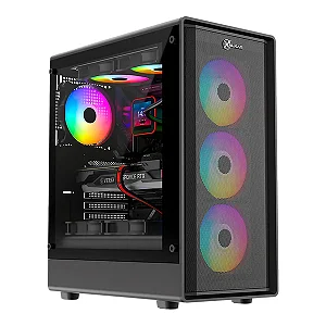 Gabinete Gamer Kalkan Muspel Flow Preto Mid Tower Sem Fans Janela Lateral em Vidro Temperado KLK00079