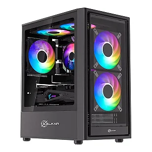 Gabinete Gamer Kalkan Vesir Preto Micro-ATX Sem Fans Painéis em Vidro Temperado Duplo USB 3.0 KLK00083