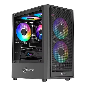 Gabinete Gamer Kalkan Vesir Flow Preto KLK082