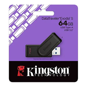Pen Drive Kingston Exodia S 64GB USB 3.2 Preto DTXS/64GB