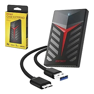 Case USB 3.0 e Tipo-C para HD de 2,5" SATA Infokit ECASE-450