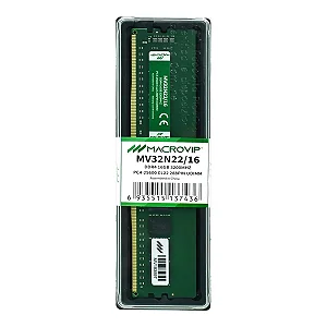 Memória RAM DDR4 16GB 3200MHz Macrovip MV32N22/16i CL22 UDIMM Desktop