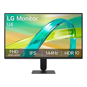 Monitor PC Gamer LG com Tela IPS 24", 144Hz, 1ms (MBR), AMD FreeSync™, HDR 10, sRGB 99%, Reader Mode, Flicker Safe, HDMI, VGA, saída de fone de ouvido - 24U411B