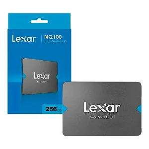 SSD 256GB Lexar NQ100, Sata III 6GB/s, Leitura 550MB/s, Gravacao 500MB/s, LNQ100X256G-RNNNG