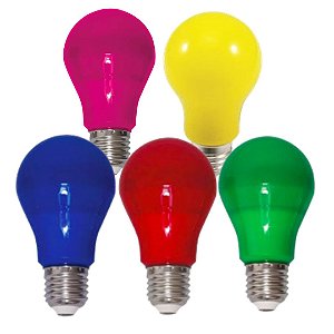 LÂMPADA LED 9W COLORIDA ( AMARELA; AZUL; ROSA; VERDE; VERMELHO )