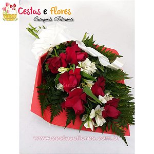 Buque com 06 Rosas Nacionais Vermelhas