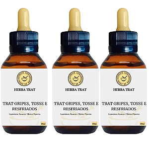TRAT GRIPES, TOSSE E RESFRIADOS - EXTRATO 60ml (Tintura Mãe) KIT COM 3 UNIDADES