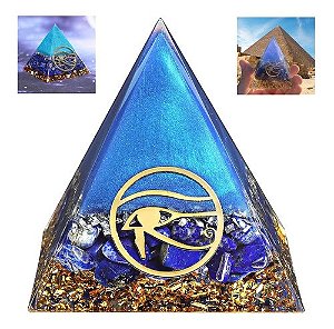 Orgonite Pirâmide Lápis Lázuli Pedra Faraó Olho De Horus