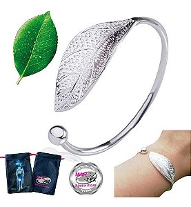 Pulseira Ajustável Chakras Silver Leaf Folha Maça + Bag Lobo