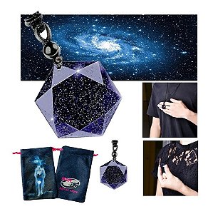 Colar Hexagrama Blue Sand Galaxia Temos Obsidiana + Bag