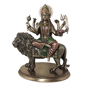 Durga Montada No Leão Veronese Magnífica Estatueta Nova