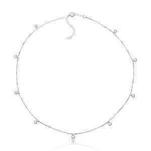 Choker de Prata Zircônia Branca