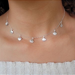 Choker De Prata com Conchas