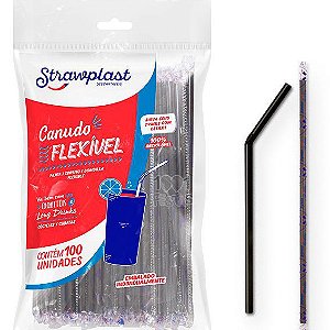 CANUDO FLEX SACHE PRETO 6MM STRAWPLAST C/100