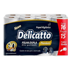 PAPEL HIGIENICO FOLHA DUPLA DELICATTO PREMIUM 16 ROLOS 30M
