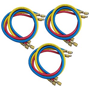 3 kits mangueira para manifold r134a r12 r22 r404 1/4 90cm