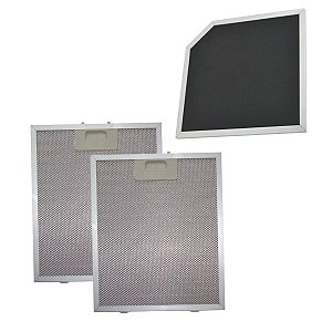 Kit filtro coifa fischer talent 90cm | 2 alumínio + 1 carvão