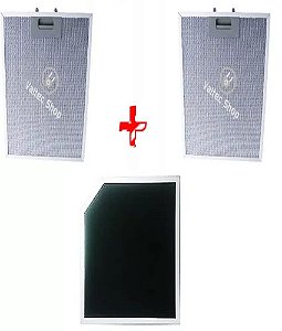 Kit filtro coifa fischer talent 90cm | 2 alumínio + 1 carvão