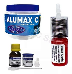 Kit solda fria tapa furo alumax c + kit alutin alumínio