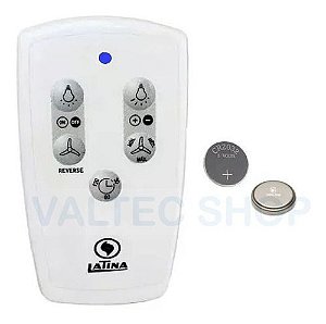 Controle Remoto Ventilador Latina Luz Azul Led Azul + Pilha