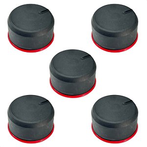 Kit 5 Botão Manípulo Com Anel Fogão Mueller Piacere Vetro G6